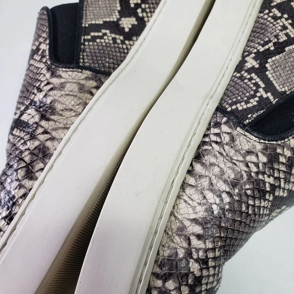 Vince Garvey Slip On Leather Snake Print Shoes Women's 9.5 Black Grey Ivory - Picture 9 of 12